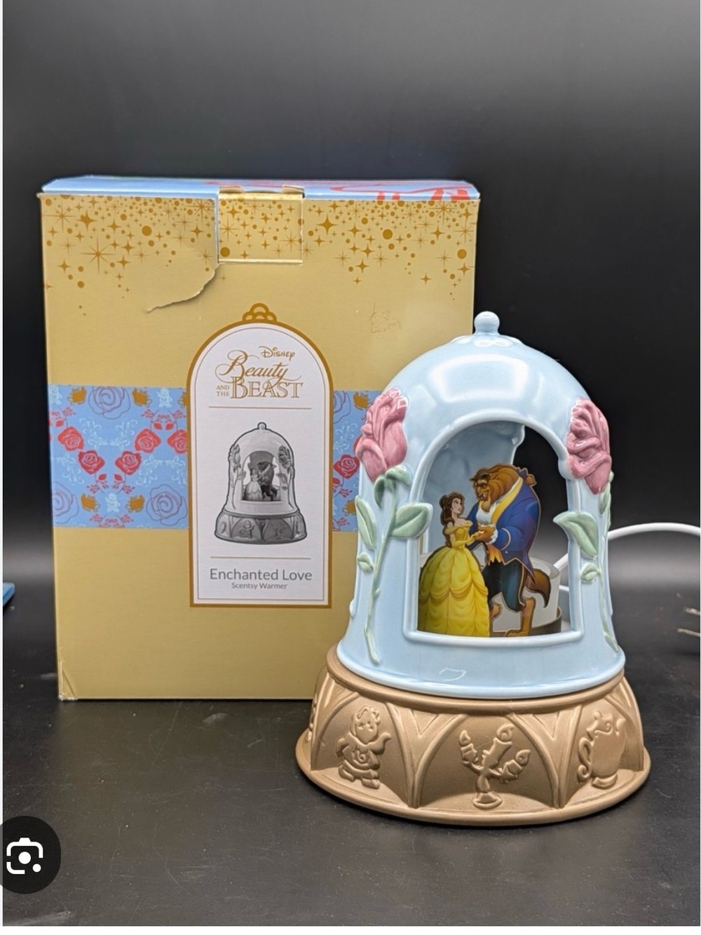 Disney Beauty and the Beast Enchanted Dome Warmer - Light Blue, Pink & Gold